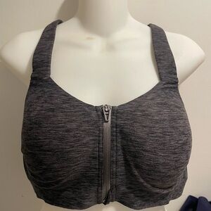Victoria's Secret VSX Knockout‎ Underwire Sports Bra 36D Gray High Support Zip